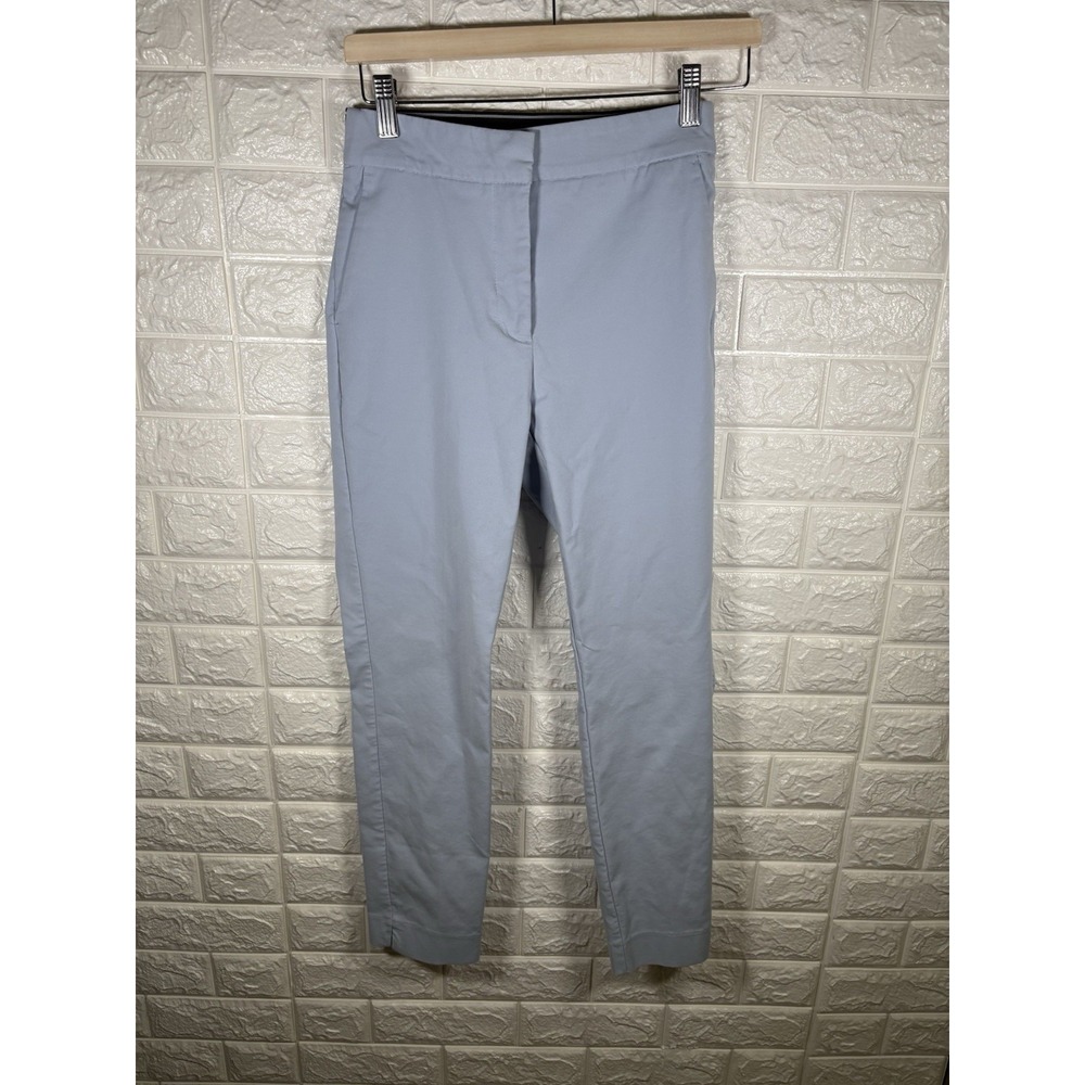 Zara Womens Dress Pants Small Baby Blue Slim Fit Ankle Black‎ Elastic Waistband